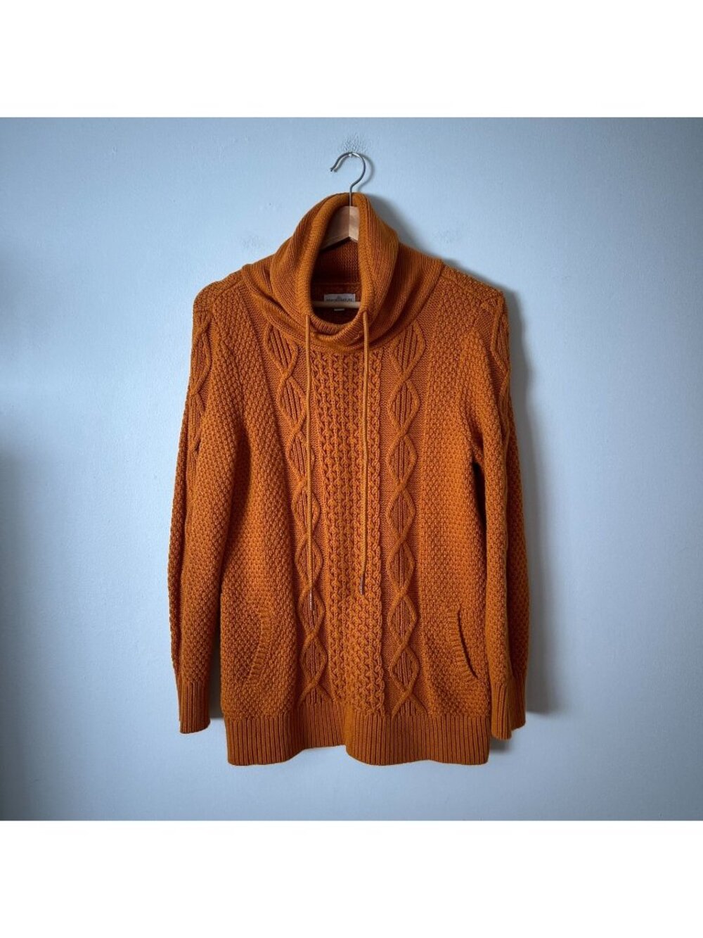 L.L. Bean Women's Signature Cotton Funnelneck Sweater Gold/Orange Size Medium